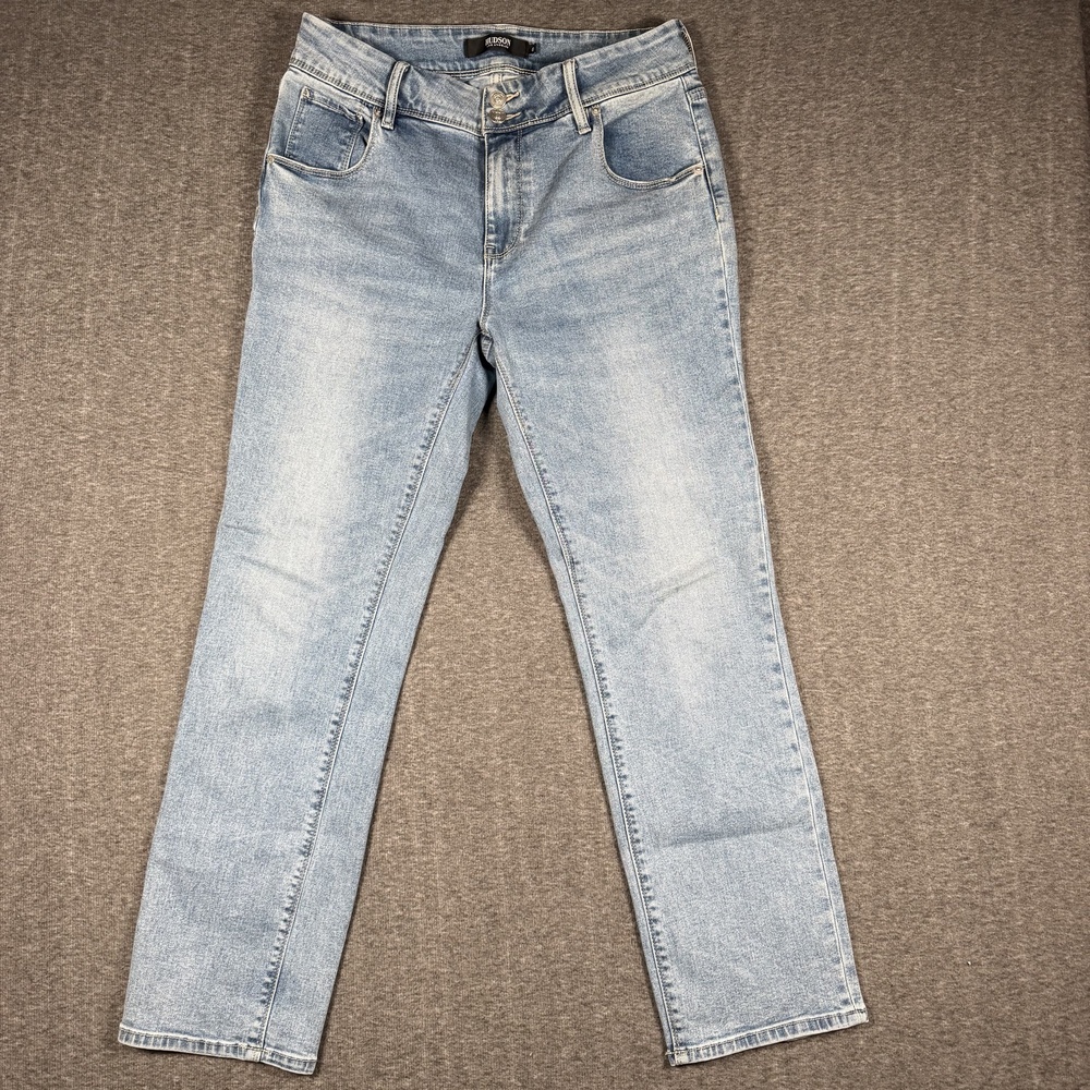Hudson Los Angeles Jeans Womens 8 Light Wash Straight Leg Flap Pocket Denim